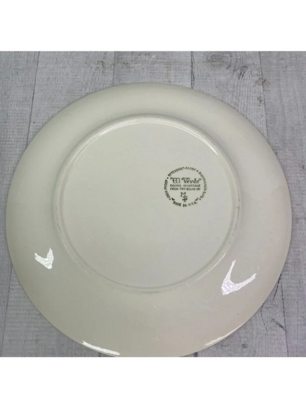 Vintage Max Schonfeld EL VERDE Green Swirl Spiral Ironstone Dinner Plates Set 5